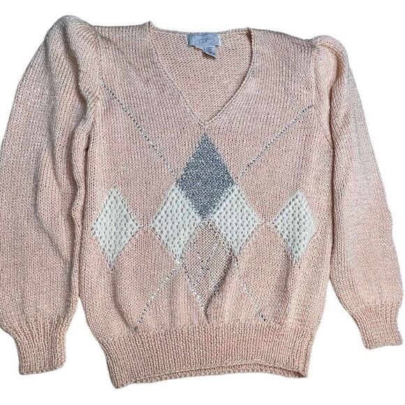 Vtg Nannell Women’s Hand Knit Sweater wool & Angora Rabbit Hair Peach Color M - Picture 4 of 12